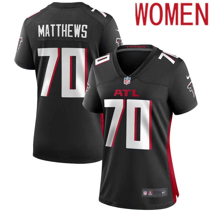 Women Atlanta Falcons 70 Jake Matthews Nike Black Game NFL Jersey
